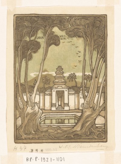 Begraafplaats bij Jogyakarta op Java door Wijnand Otto Jan Nieuwenkamp (signed by artist)