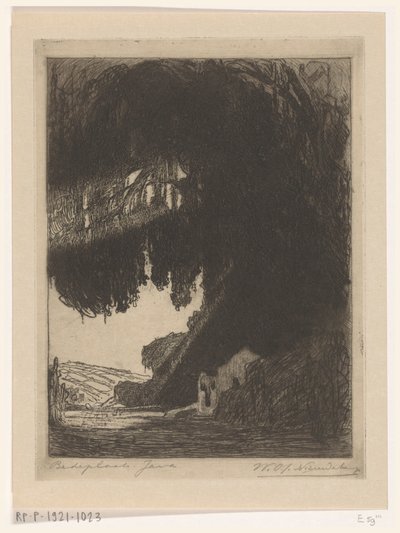 Chinese kapel in de omgeving van Semarang op Java door Wijnand Otto Jan Nieuwenkamp (signed by artist)