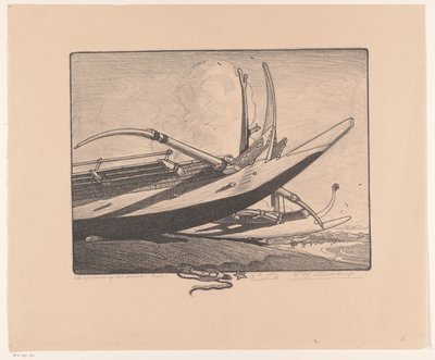 Vlerkprauwen op het strand door Wijnand Otto Jan Nieuwenkamp (signed by artist)