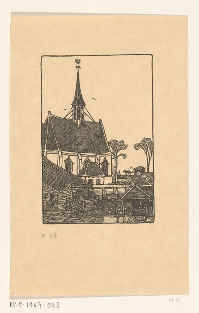 Kerk met Kerkhof in Spaarndam door Wijnand Otto Jan Nieuwenkamp