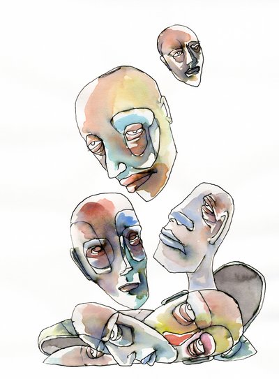 Abstracte menselijke hoofden door Wildemar Doomgriever