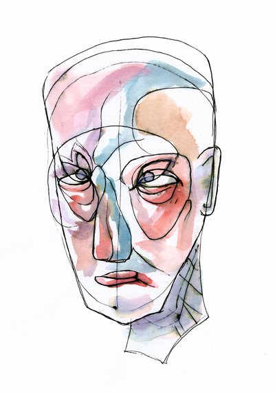 Expressief abstract gezicht door Wildemar Doomgriever