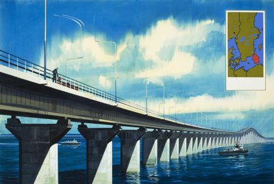 Brug over Kalmar Sound door Wilf (20th century) Hardy