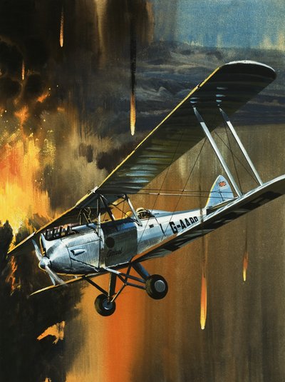 Beroemde vliegtuigen en hun piloten: De Havilland Gipsy Moth -- Jean Batten door Wilf (20th century) Hardy