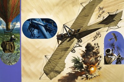 In 1911 was Lt. Giulip Gavotti de eerste man die een bom liet vallen vanuit een vliegtuig. door Wilf (20th century) Hardy