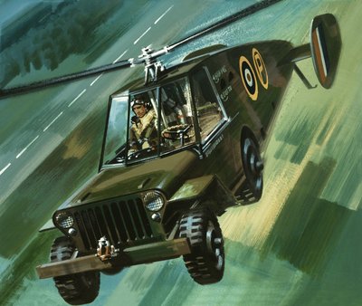 De blauwe wereld in: De vliegende jeep door Wilf (20th century) Hardy