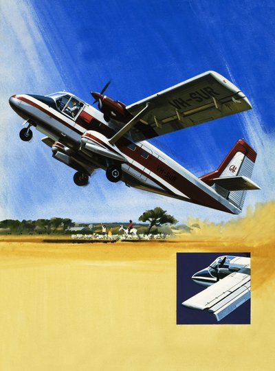 Tweemotorig Nomad-vliegtuig voor korte start door Wilf (20th century) Hardy