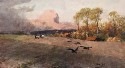 Ploegen (kleur litho) door Wilfrid Williams Ball