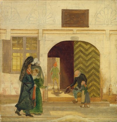 Buiten het Armenhuis van Odense door Wilhelm Bendz