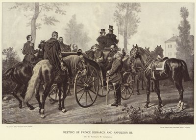 Ontmoeting van Prins Bismarck en Napoleon III door Wilhelm Camphausen