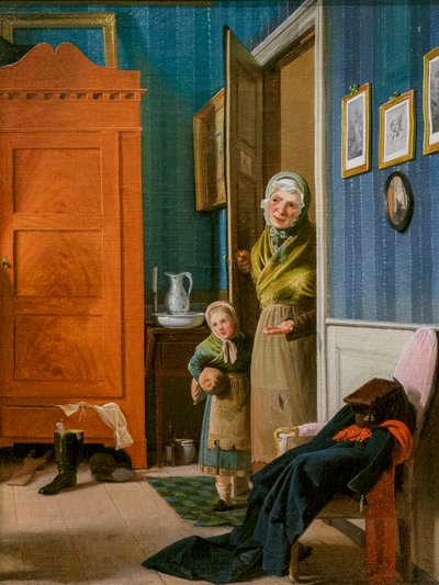 Het bezoek van de bedelares en haar kind (olieverf op doek) door Wilhelm Ferdinand Bendz