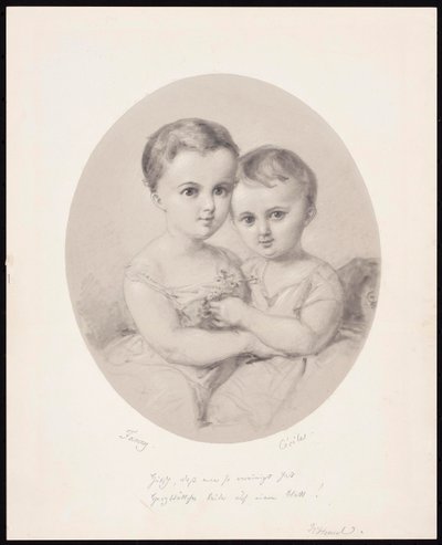 De kleindochters Fanny en Cécile Hensel, ca. 1860 door Wilhelm Hensel