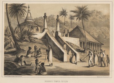 Boeddhistische tempel, Ceylon, 1855 door Wilhelm Joseph Heine