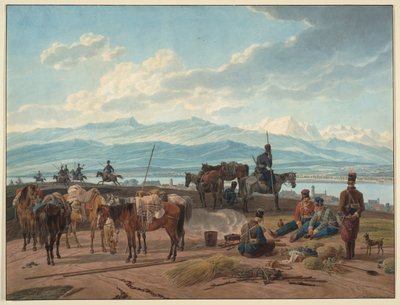 Rust van Russische Kozakken, 1804 door Wilhelm Kobell Ritter von