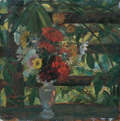 Prieel met bloemen door Wilhelm Legler