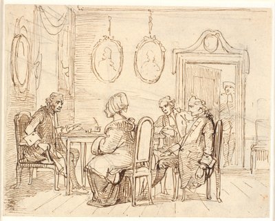 Bezoek aan een magistraat of advocaat. Holbergse scène door Wilhelm Marstrand