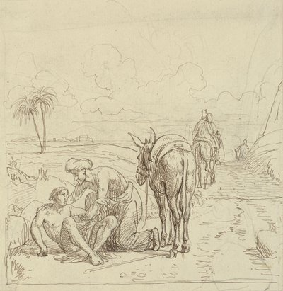 De barmhartige Samaritaan vindt de gewonde door Wilhelm Marstrand