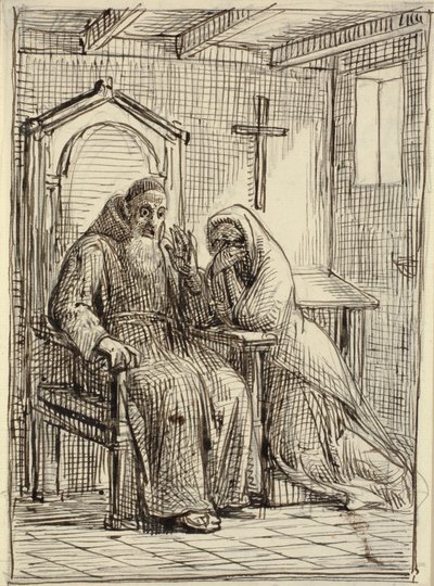 De verschrikte biechtvader door Wilhelm Marstrand