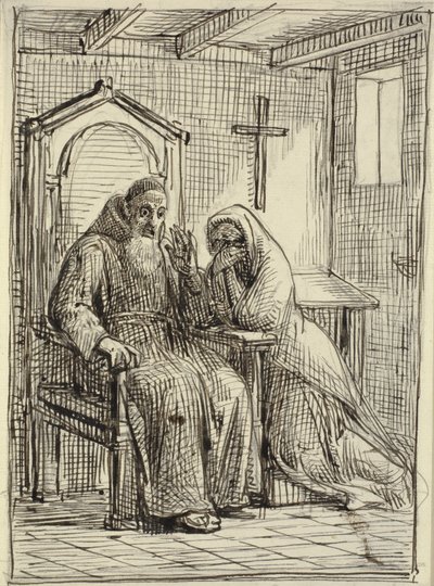 De verschrikte biechtvader door Wilhelm Marstrand