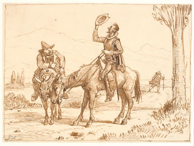 Don Quichot bekijkt zijn helm door Wilhelm Marstrand