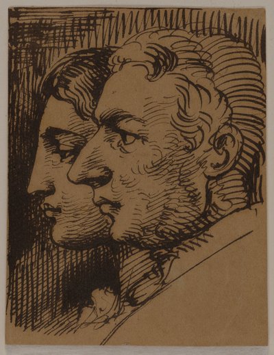 Dubbelportret van een man en een vrouw in profiel door Wilhelm Marstrand