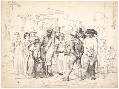 Een charlatan verkoopt schoensmeer, Rome door Wilhelm Marstrand