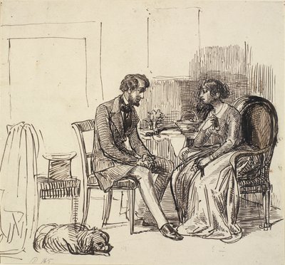 Een heer op bezoek bij een jongere dame door Wilhelm Marstrand