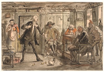 Erasmus Montanus discussieert met Per Degn door Wilhelm Marstrand