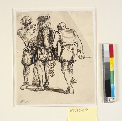 Groep met Rosenkrantz rechts op bovengenoemde tekening (kksgb7257) door Wilhelm Marstrand