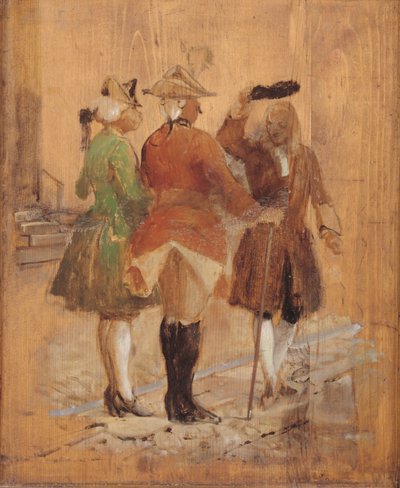 Holberg wijkt voor Jacob von Thyboe en Jean de France door Wilhelm Marstrand
