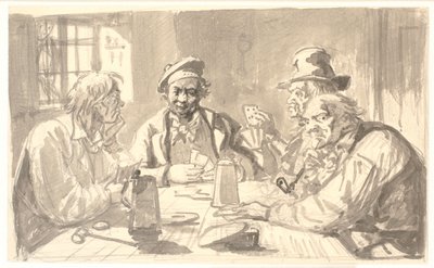 Kaartspel in een herbergkelder door Wilhelm Marstrand