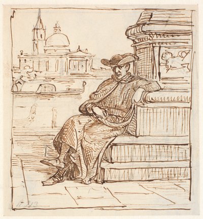 Priester bij de Marenzuil op de Piazetta door Wilhelm Marstrand