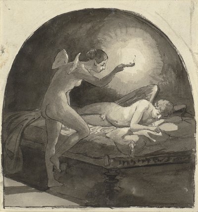 Psyche en de slapende Amor door Wilhelm Marstrand