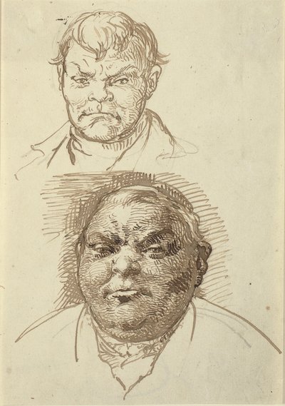 Twee mannenhoofden door Wilhelm Marstrand