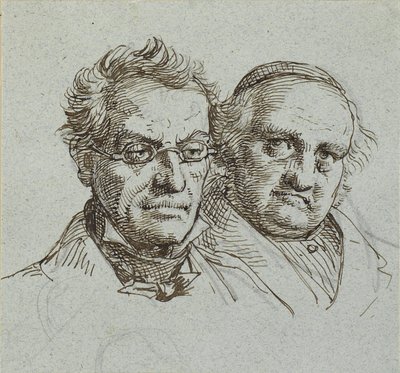 Twee mannenhoofden door Wilhelm Marstrand