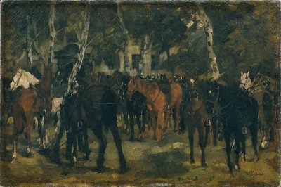 Afgezadelde kurassiers door Wilhelm Trübner