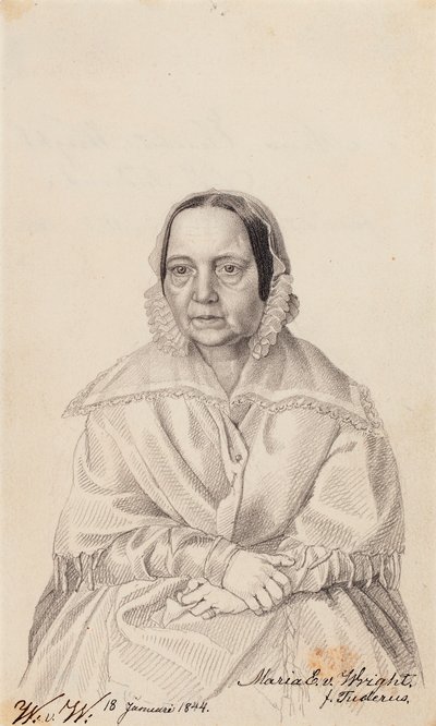 Maria Elisabeth von Wright, de moeder van de kunstenaar door Wilhelm von Wright
