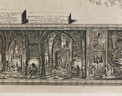 De zoutmijnen van Wieliczka bij Krakau produceerden ruwweg een derde van het inkomen van de Poolse koningen ... (gravure) door Willem (c.1597-1660) Hondius
