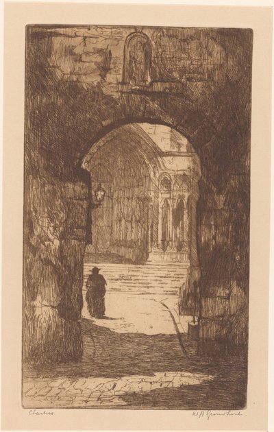 Chartres door Willem Adrianus Grondhout (signed by artist)