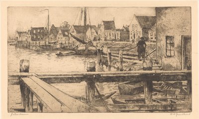 Volendam door Willem Adrianus Grondhout (signed by artist)