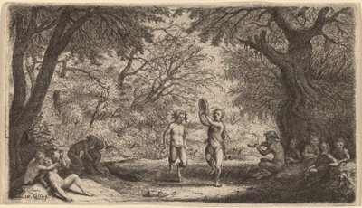 Bacchanaal met een Dansend Koppel in het Midden door Willem Basse