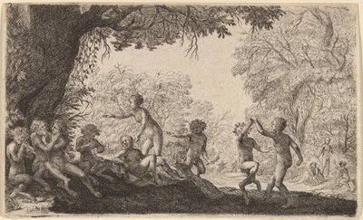Bacchanaal met een Dansend Paar aan de Rechterkant door Willem Basse