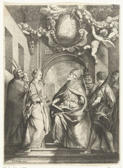De heilige Gregorius de Grote met vier andere heiligen door Willem Basse