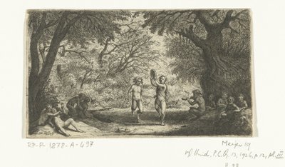 Feestende saters en bosnimfen door Willem Basse