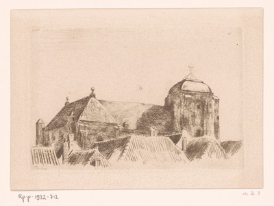 Gezicht op de Grote Kerk, te Veere door Willem Bastiaan Tholen