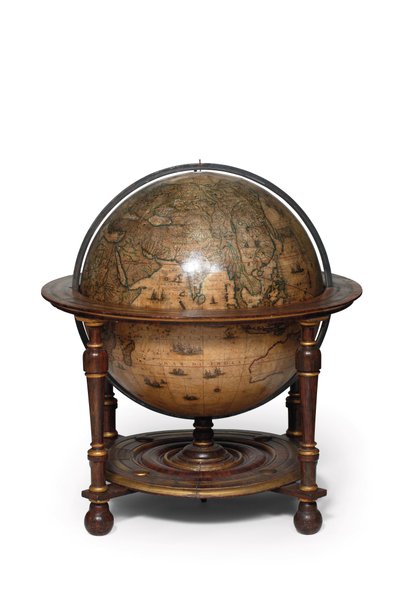 Groot paar bibliotheekglobes, de aardse 1645/48, de hemelse na c.1630 door Willem Blaeu