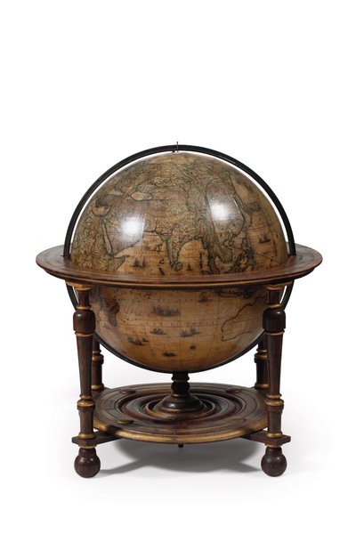Groot paar bibliotheekglobes, de aardse 1645/48, de hemelse na c.1630 door Willem Blaeu