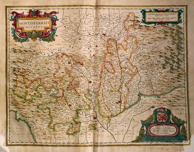 Kaart van het hertogdom Monferrato, uit Regionum Italiae, door Willem Blaeu door Willem Blaeu