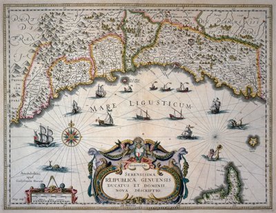 Kaart van de Republiek Genua, Italië door Willem Blaeu