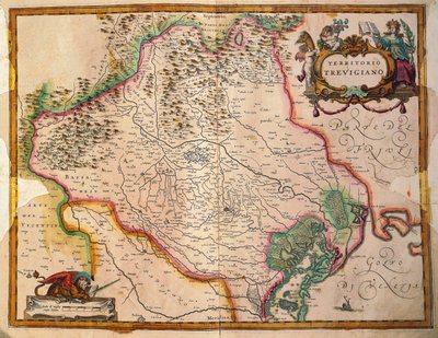 Regionum Italiae, gebied van Treviso, Veneto regio, Italië door Willem Janszoon Blaeu door Willem Blaeu